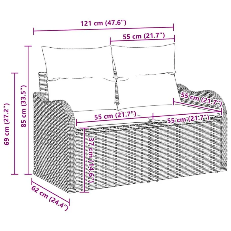 Sodo Sofų Rinkinys su pagalve 6 pcs Smėlio Poli ratanas
