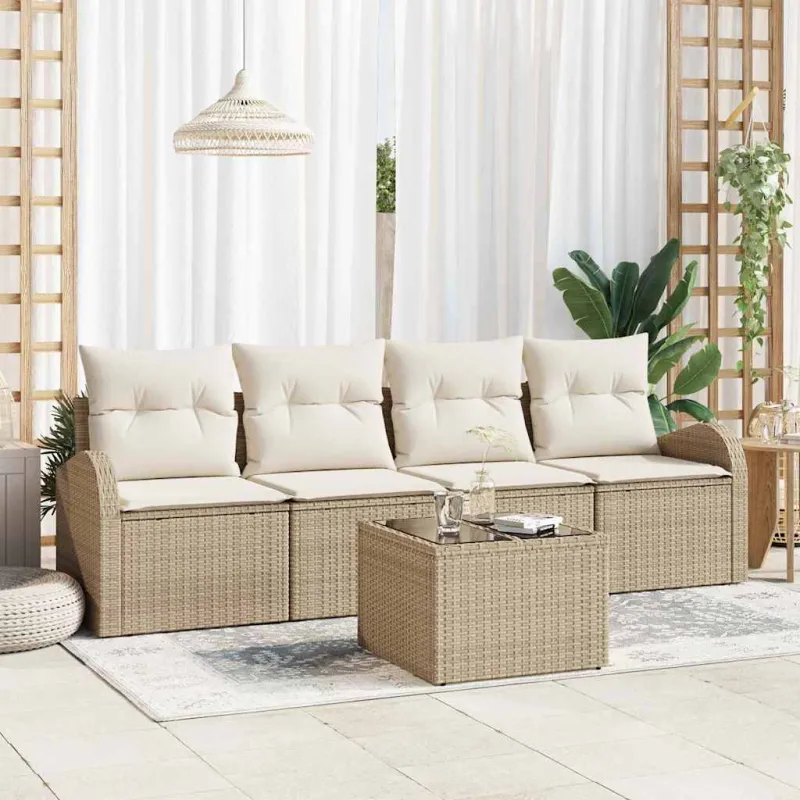 Sodo Sofų Rinkinys Smėlio 55 x 55 x 37 cm poliratanas