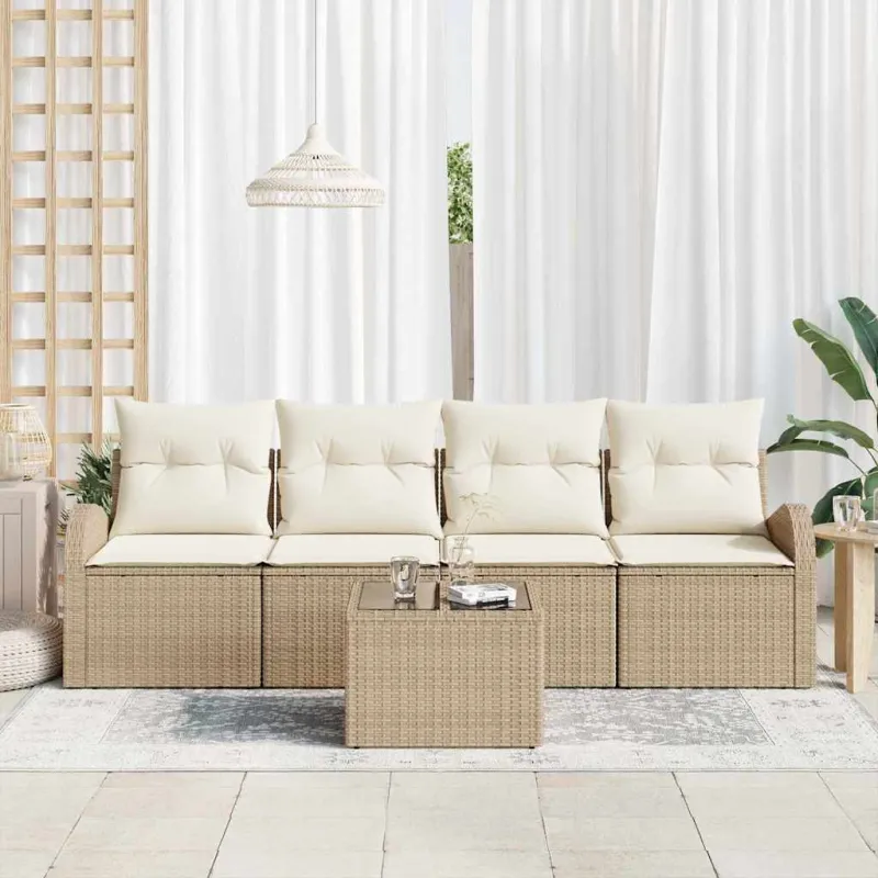 Sodo Sofų Rinkinys Smėlio 55 x 55 x 37 cm poliratanas