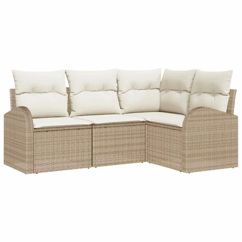 Sodo Sofų Rinkinys 4 pcs Smėlio poliratanas