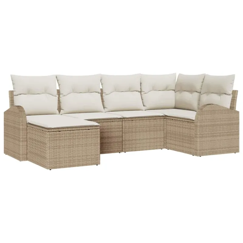 Sodo Sofų Rinkinys 6 pcs Smėlio poliratanas