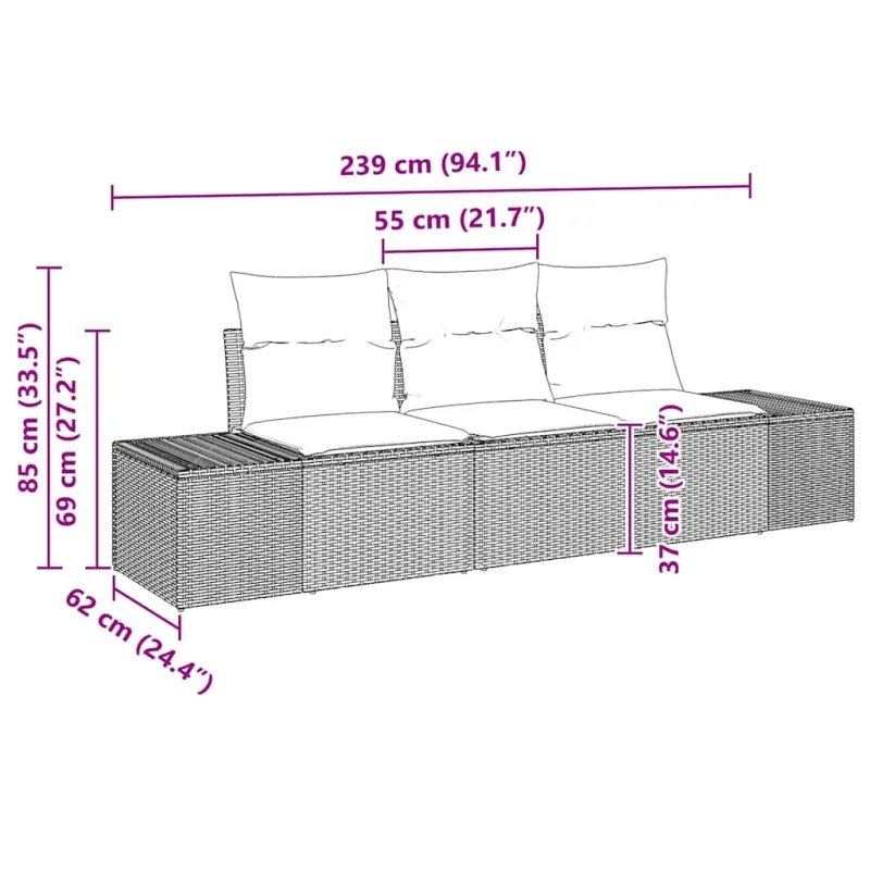 Sofos komplektas su pagalve 3 pcs Smėlio poliratanas