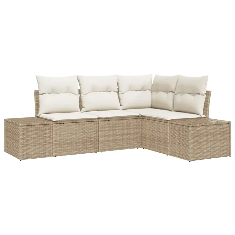Sodo Sofų Rinkinys 4 pcs Smėlio poliratanas