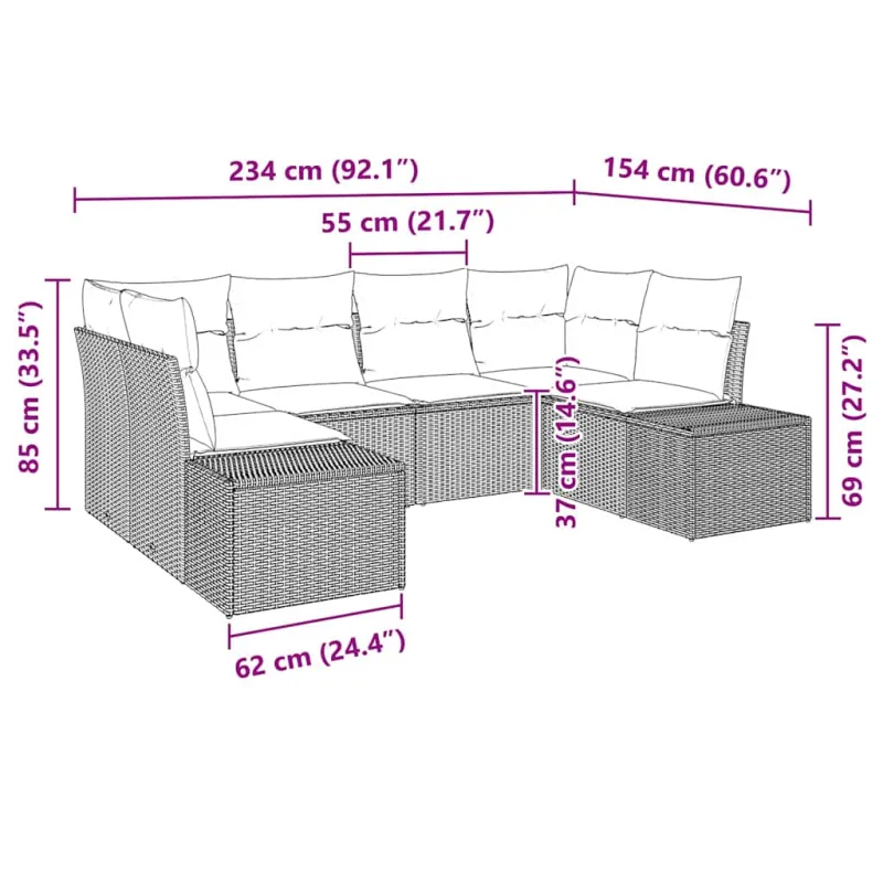 Sodo Sofų Rinkinys su pagalve 6 pcs Smėlio poliratanas