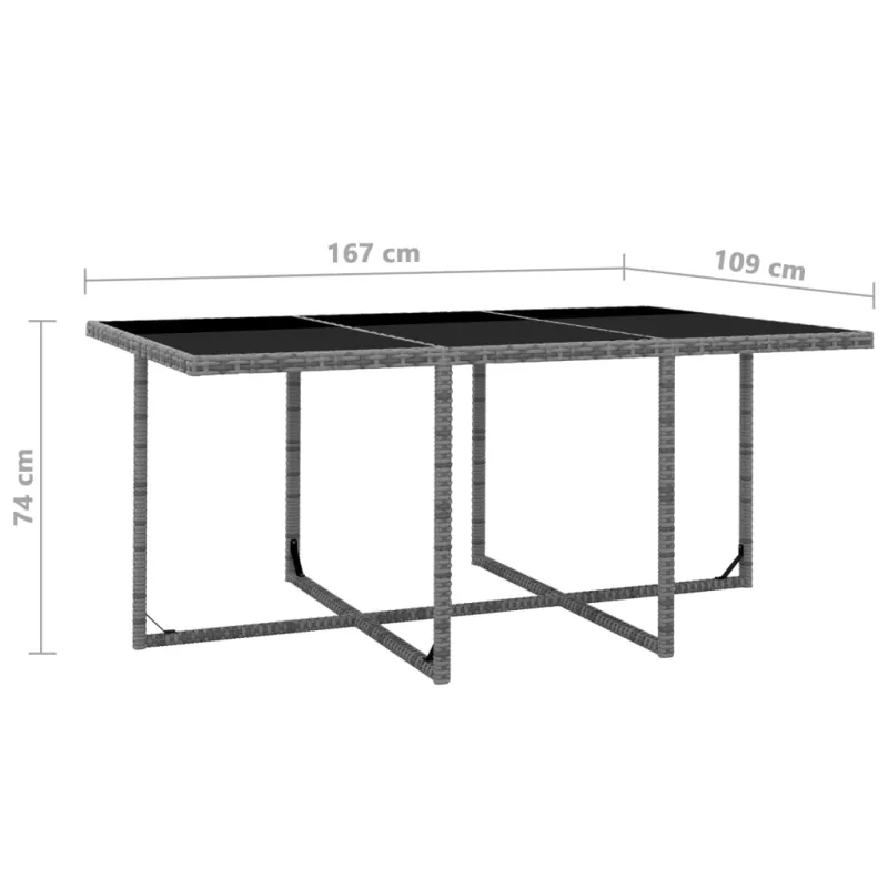 Ulkoketju setti pehmusteilla, 11 osaa, harmaa, rattan