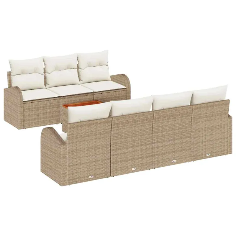 Sodo Sofų Rinkinys su pagalve 8 pcs Smėlio poliratanas