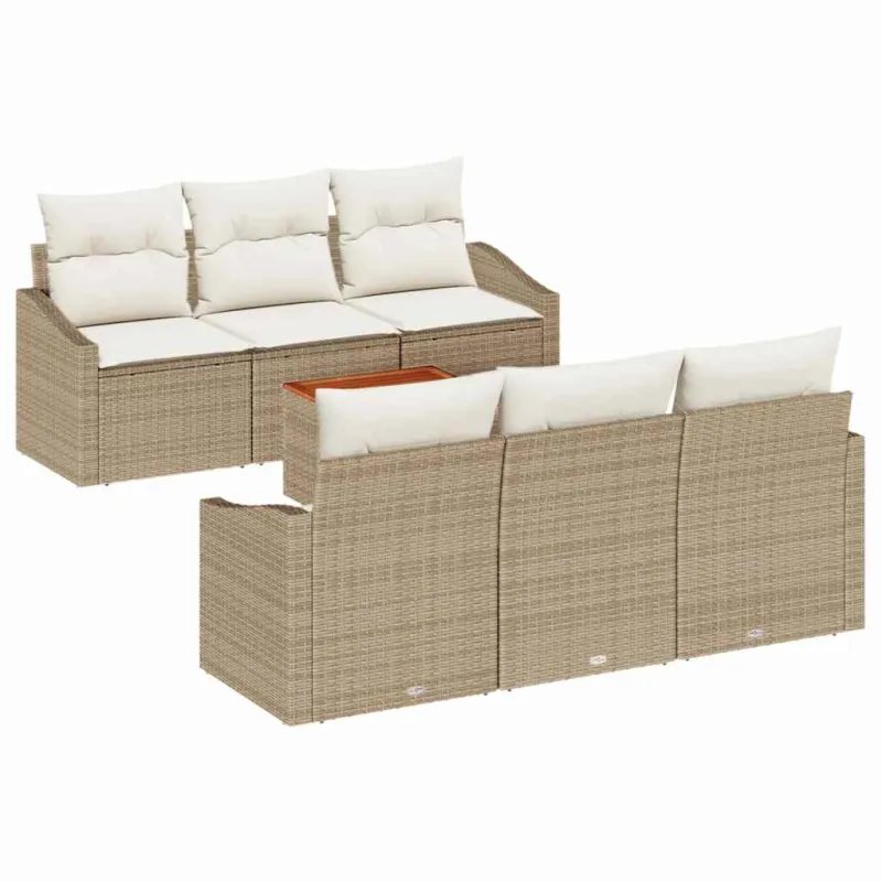 Sodo Sofų Rinkinys su pagalve 7 pcs Smėlio poliratanas