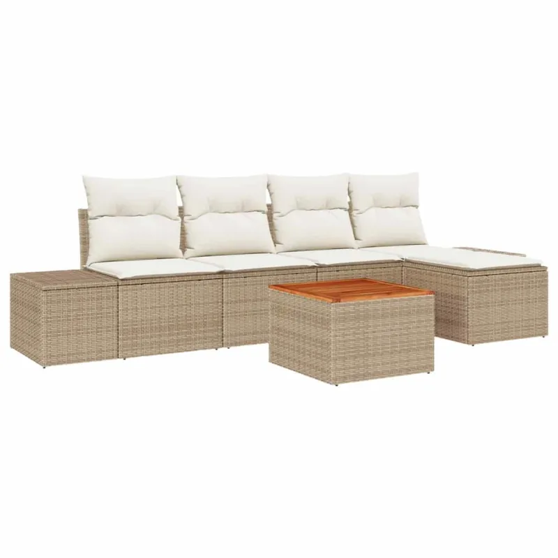 Sodo Sofų Rinkinys su pagalve 6 pcs Smėlio poliratanas