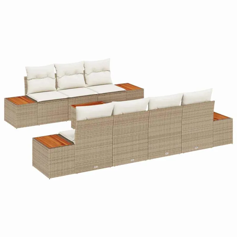 Sodo Sofų Rinkinys su pagalve 8 pcs Smėlio Poli ratanas