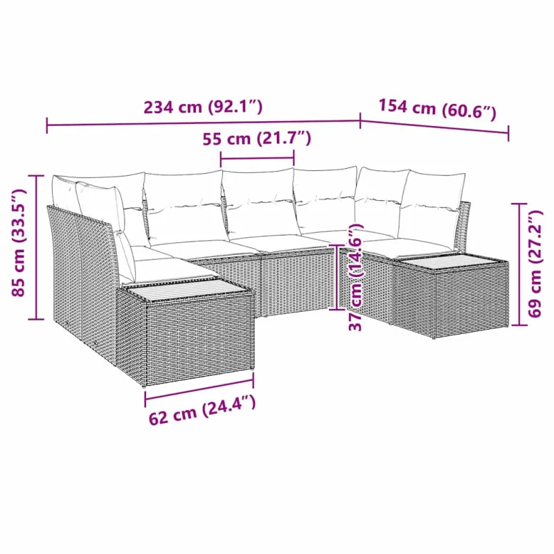 Sodo Sofų Rinkinys su pagalve 6 pcs Smėlio poliratanas