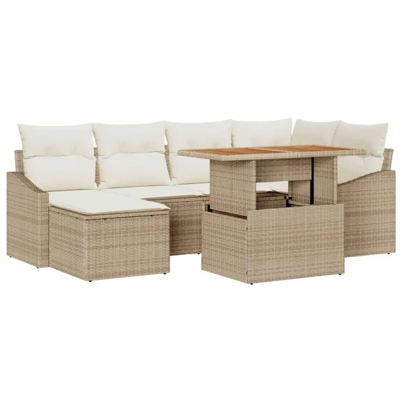 Sodo Sofų Rinkinys 7 pcs Bežinė ir kreminė