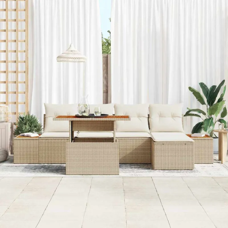 Sodo Sofų Rinkinys 6 pcs Bežinė ir kreminė