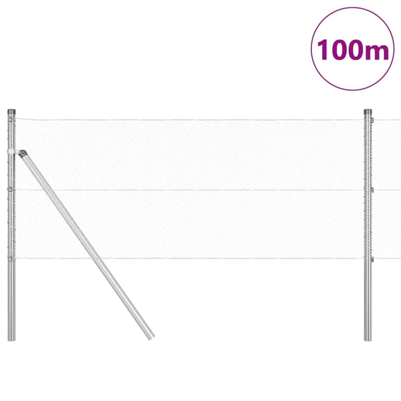 Heksagonalinė tvoros tvirtinimo sistema 100 x 0,6 m Sidabrinė