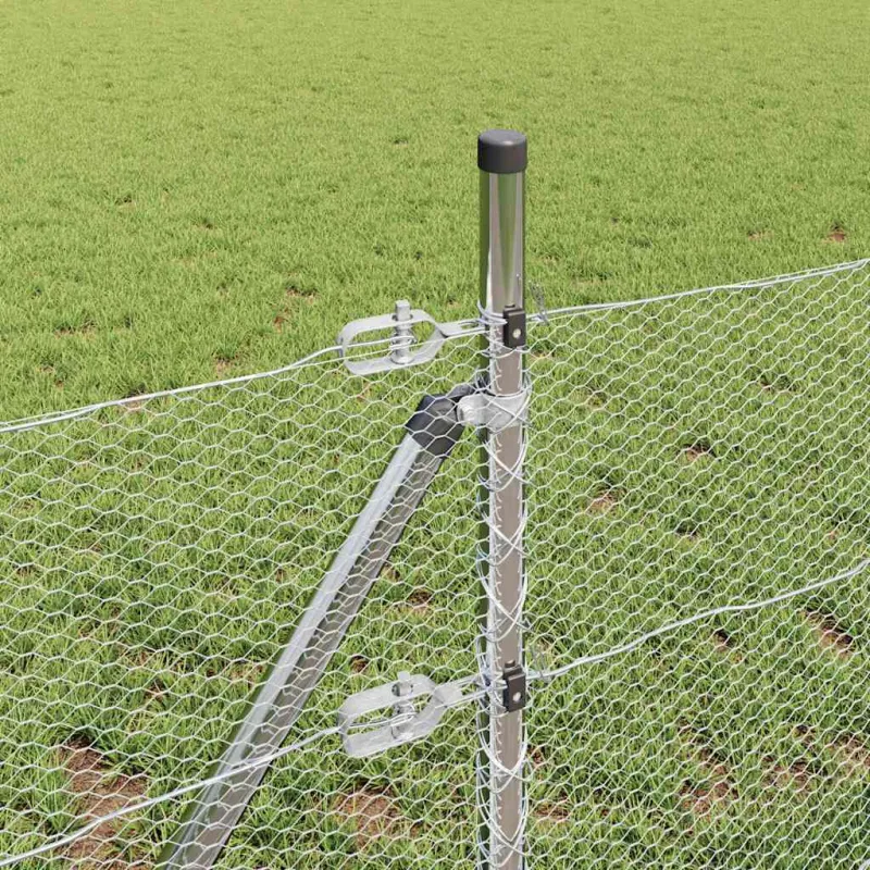 Heksagonalinė tvoros tvirtinimo sistema 100 x 0,6 m Sidabrinė