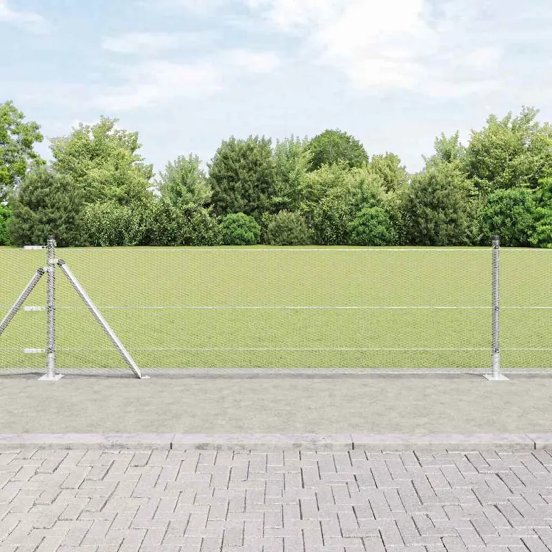 Šešiakampė tvora su betono pagrindu 100 x 0,6 m Sidabrinė