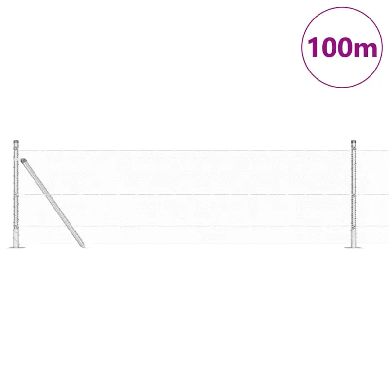 Šešiakampė tvora su betono pagrindu 100 x 0,6 m Sidabrinė