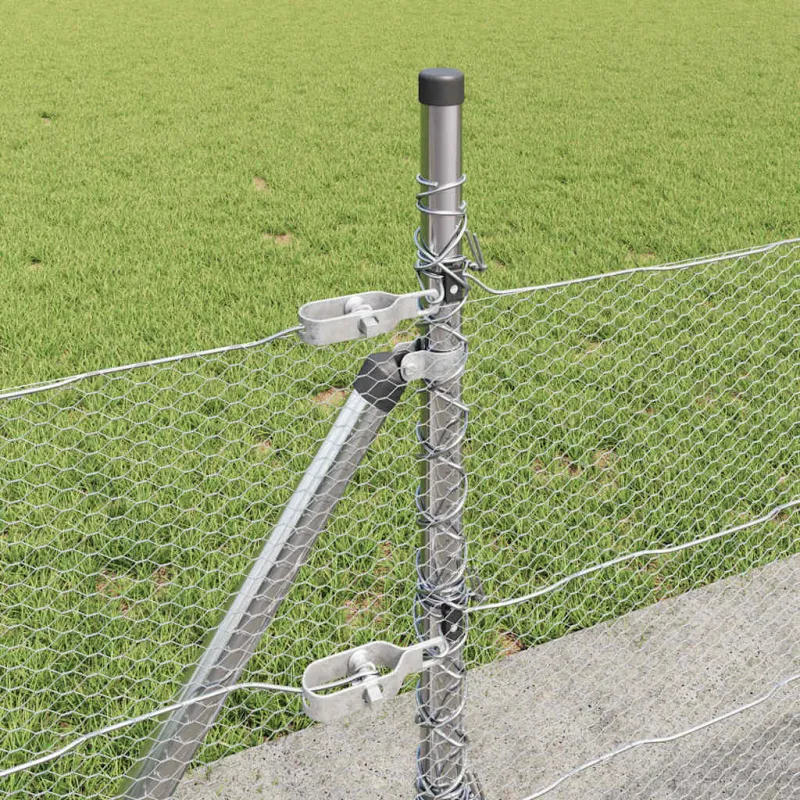 Šešiakampė tvora su betono pagrindu 100 x 0,6 m Sidabrinė