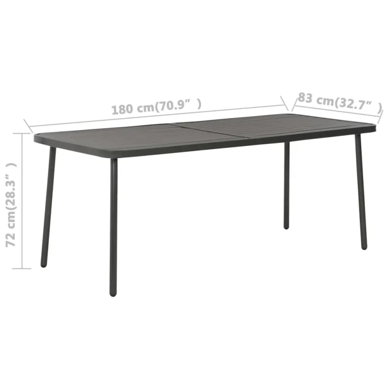 Sodo pöytätaso, tummanharmaa, 180x83x72cm, teräs