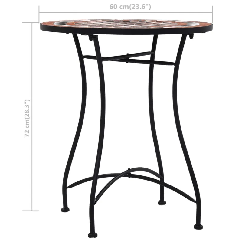 Mozaikkilautanen ja bistro-ruokailupöytä, ruskea, 60 cm, keramiikka