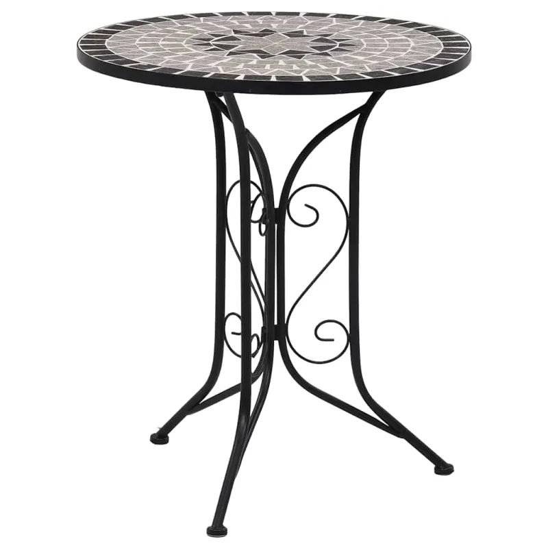 Mozaikkinen bistropöytä, harmaa, 60 cm, keramiikka