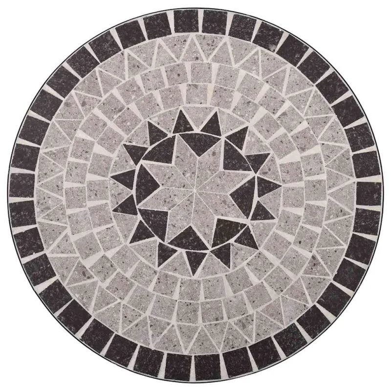Mozaikkinen bistropöytä, harmaa, 60 cm, keramiikka