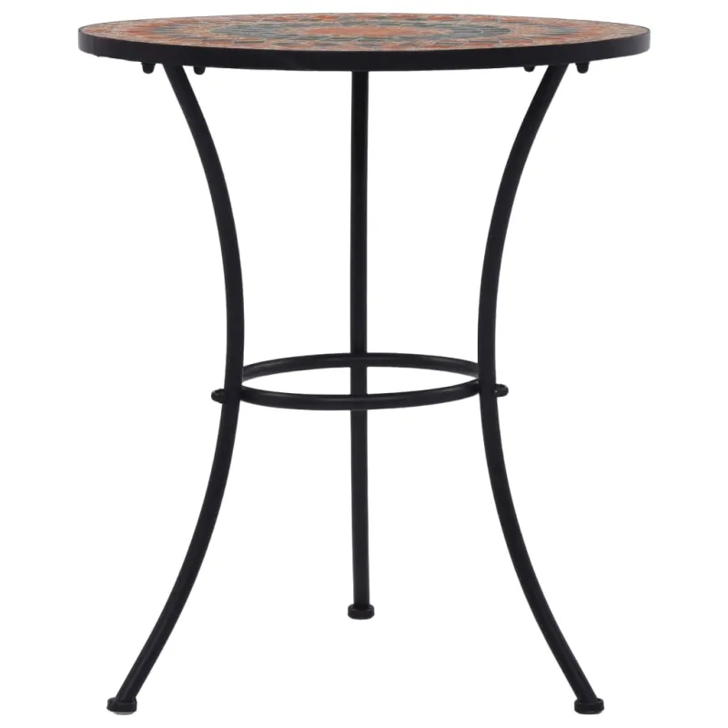 Mozaikkinen bistro-ruokapöytä, oranssi/harmaa, 60 cm, keramiikka