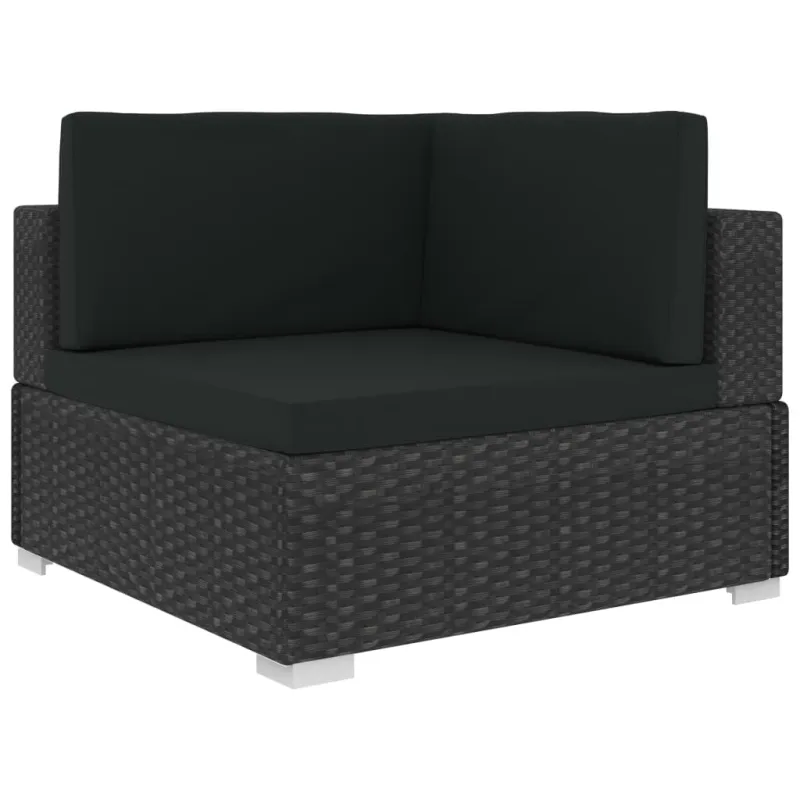 Sodo huonekalusetti tyynyine, 6 osaa, musta, rattan