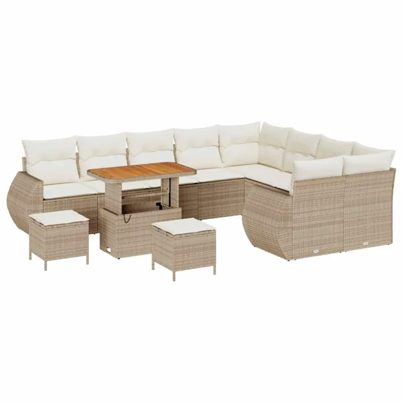 Sodo Sofų Rinkinys 12 pcs Smėlio poliratanas