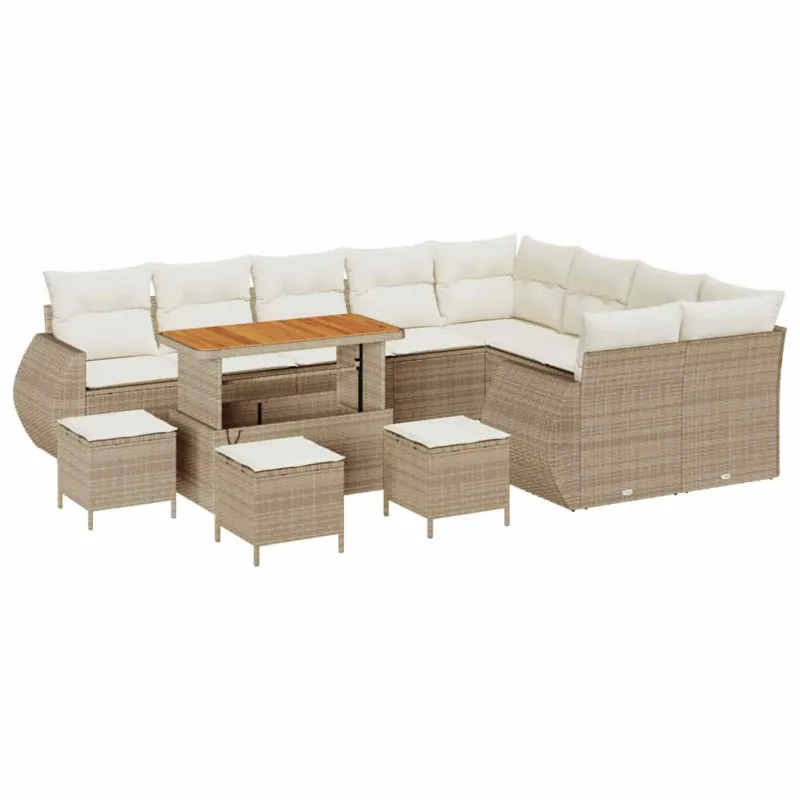 Sodo Sofų Rinkinys 13 pcs Smėlio poliratanas