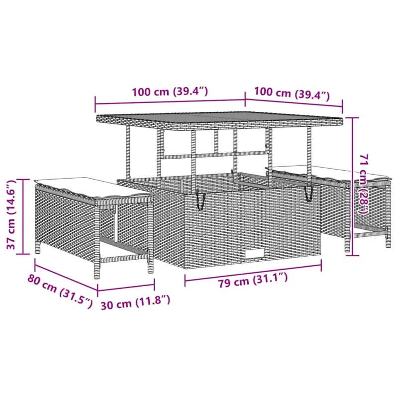 Sodo Sofų Rinkinys su pagalve 8 pcs Smėlio poliratanas