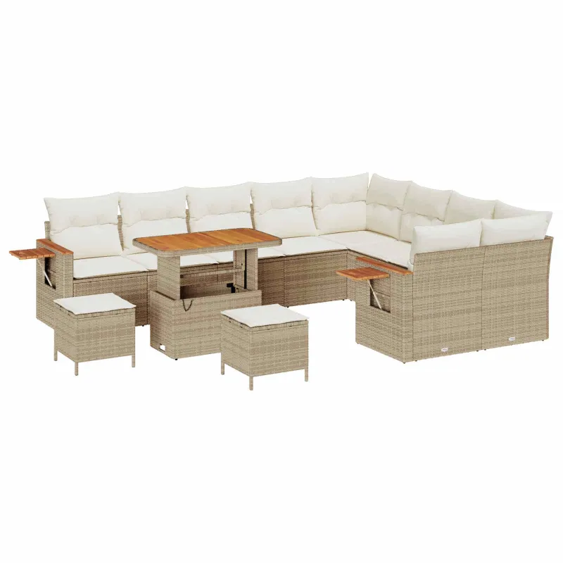 Sodo Sofų Rinkinys 12 pcs Smėlio poliratanas