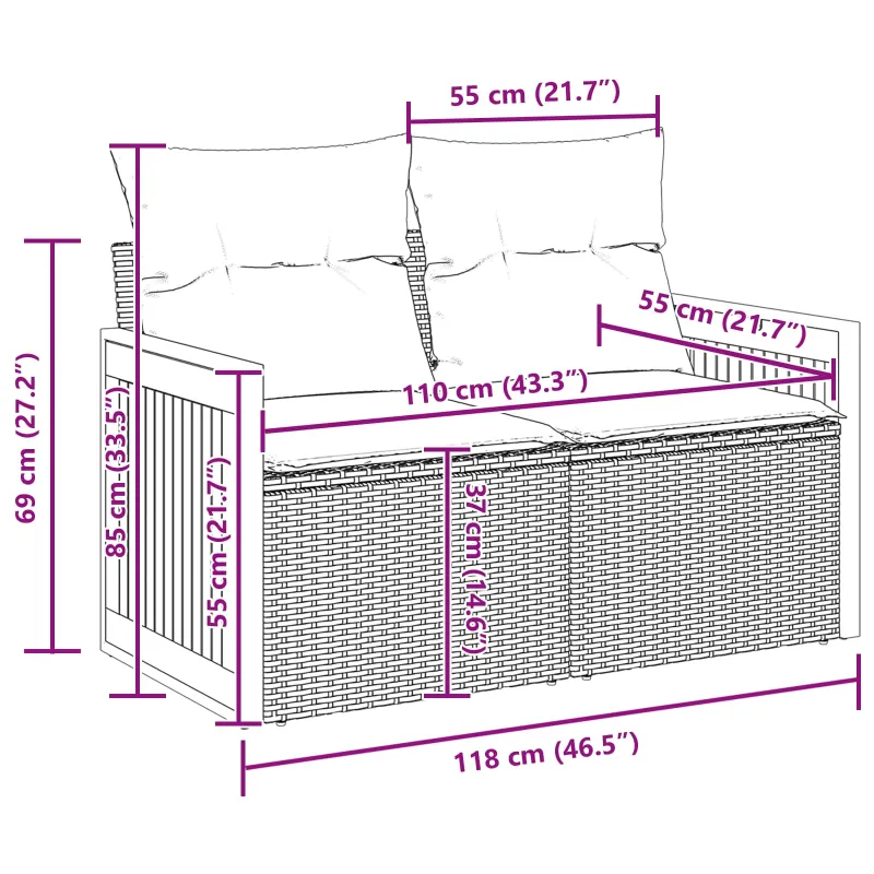Sodo Sofų Rinkinys su pagalve 8 pcs Bežinė ir kreminė