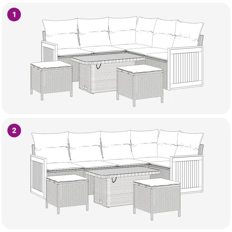 Sodo Sofų Rinkinys su pagalve 8 pcs Bežinė ir kreminė