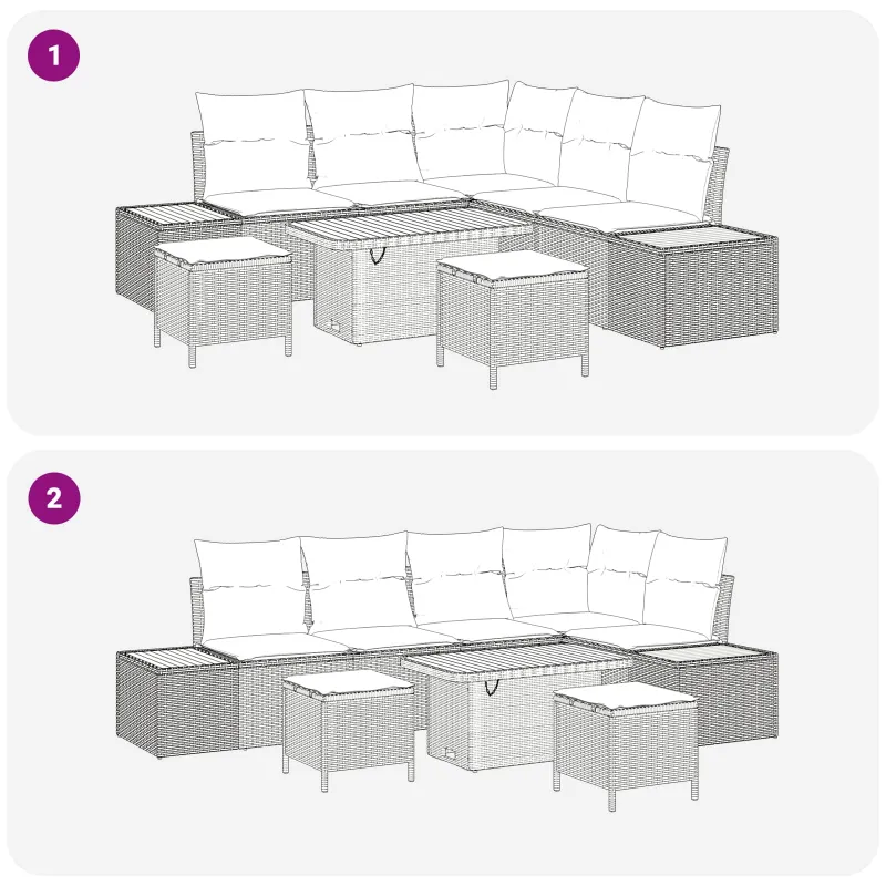 Sodo Sofų Rinkinys su pagalve 8 pcs Bežinė ir kreminė