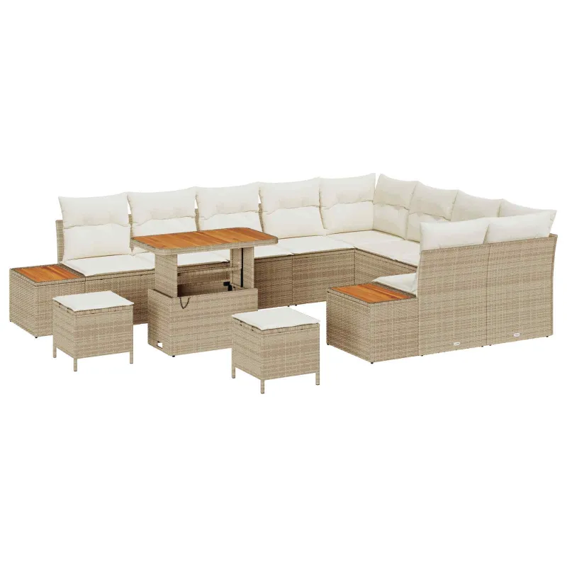 Sodo Sofų Rinkinys su pagalve 12 pcs Bežinė ir kreminė