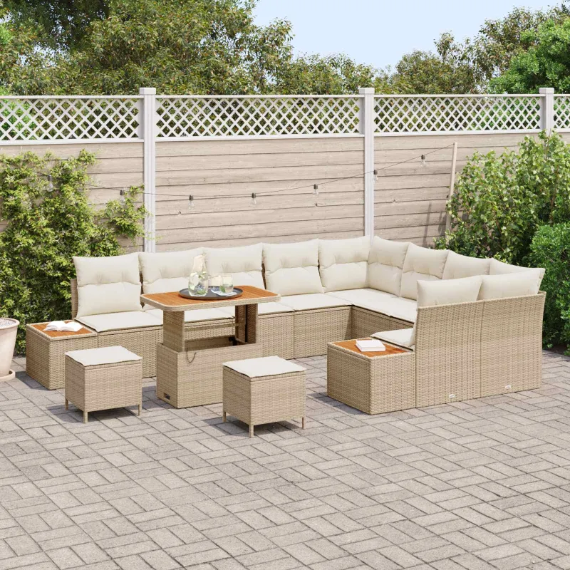 Sodo Sofų Rinkinys su pagalve 12 pcs Bežinė ir kreminė