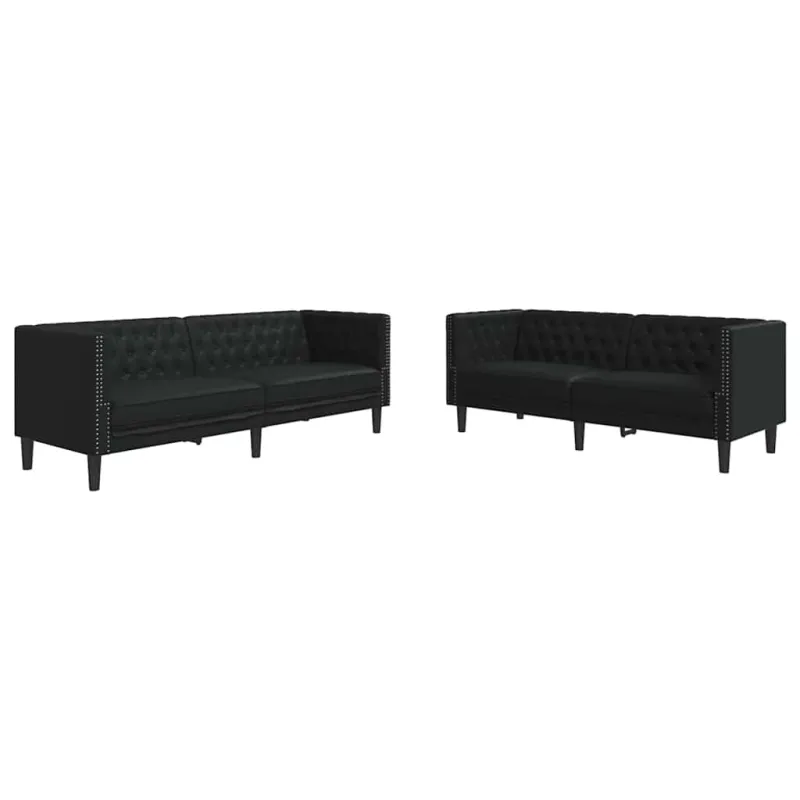 Svetainės sofa 2 pcs Juoda 194 x 74,5 x 70,5 cm Dirbtinė oda