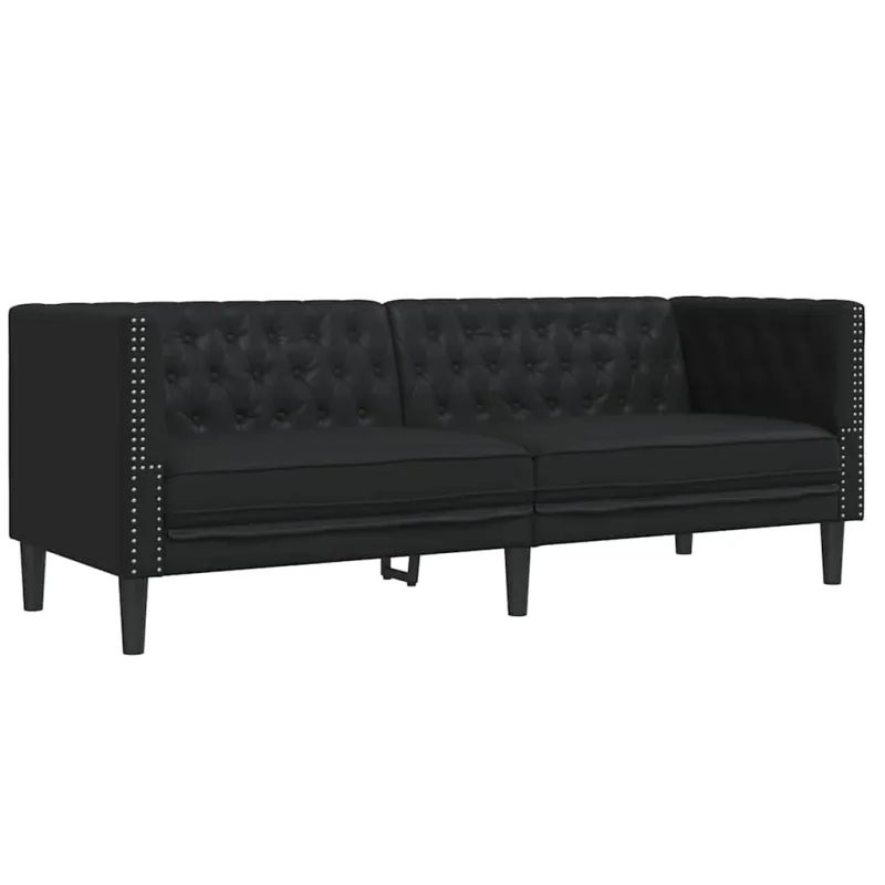 Svetainės sofa 2 pcs Juoda 194 x 74,5 x 70,5 cm Dirbtinė oda