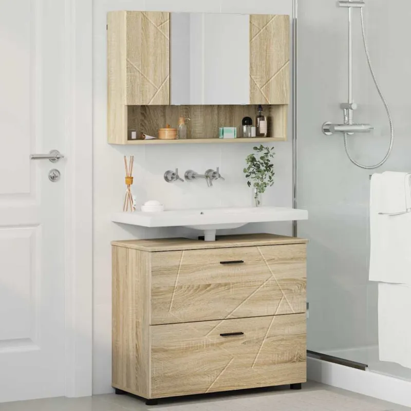 Vonios baldų rinkinys su stalčių 2 pcs Sonoma ąžuolas