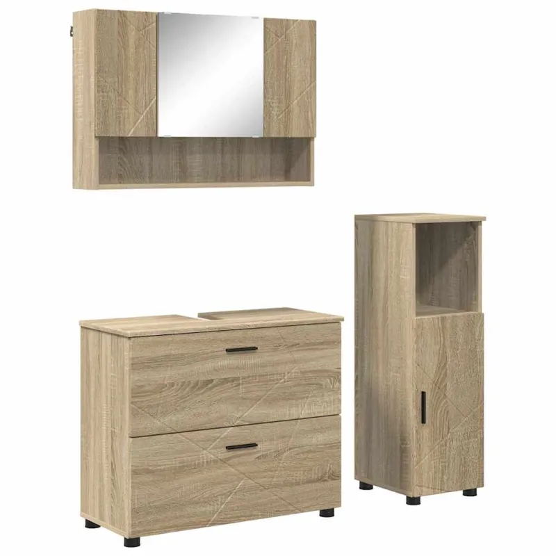Vonios baldų rinkinys su stalčių 3 pcs Sonoma ąžuolas