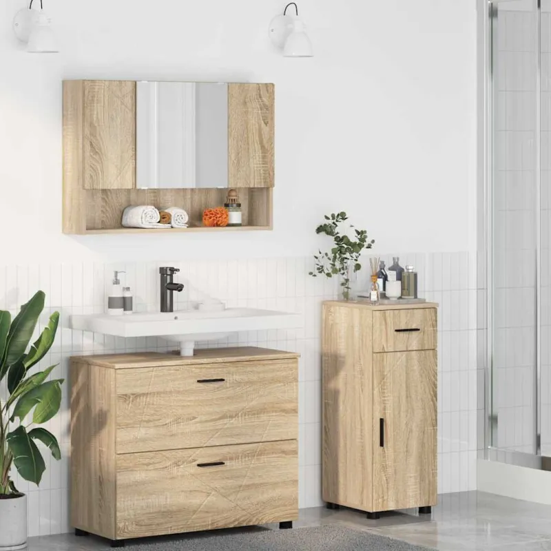 Vonios baldų rinkinys su stalčių 3 pcs Sonoma ąžuolas