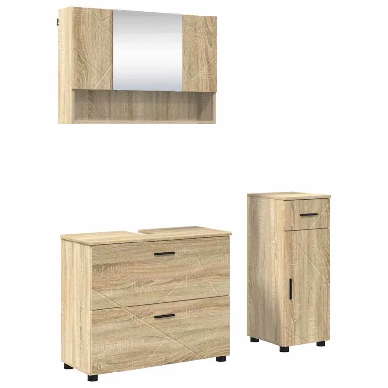 Vonios baldų rinkinys su stalčių 3 pcs Sonoma ąžuolas