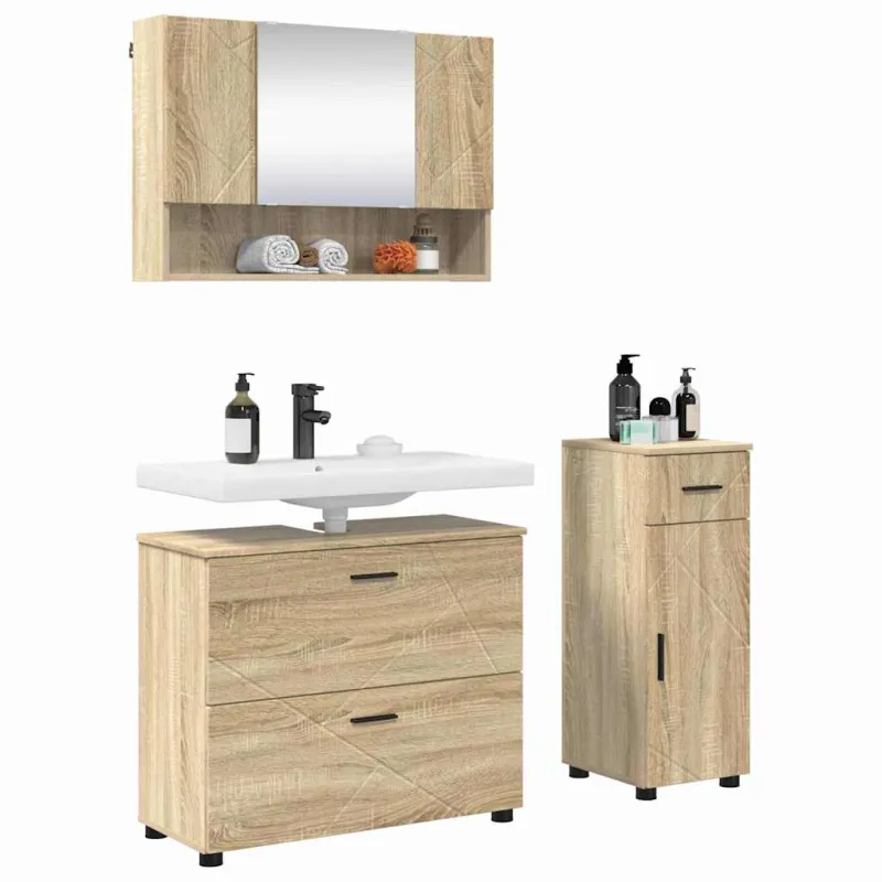 Vonios baldų rinkinys su stalčių 3 pcs Sonoma ąžuolas
