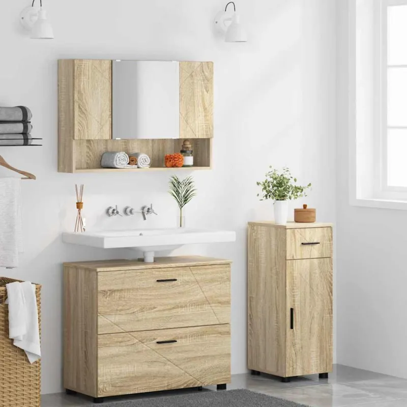 Vonios baldų rinkinys su stalčių 3 pcs Sonoma ąžuolas
