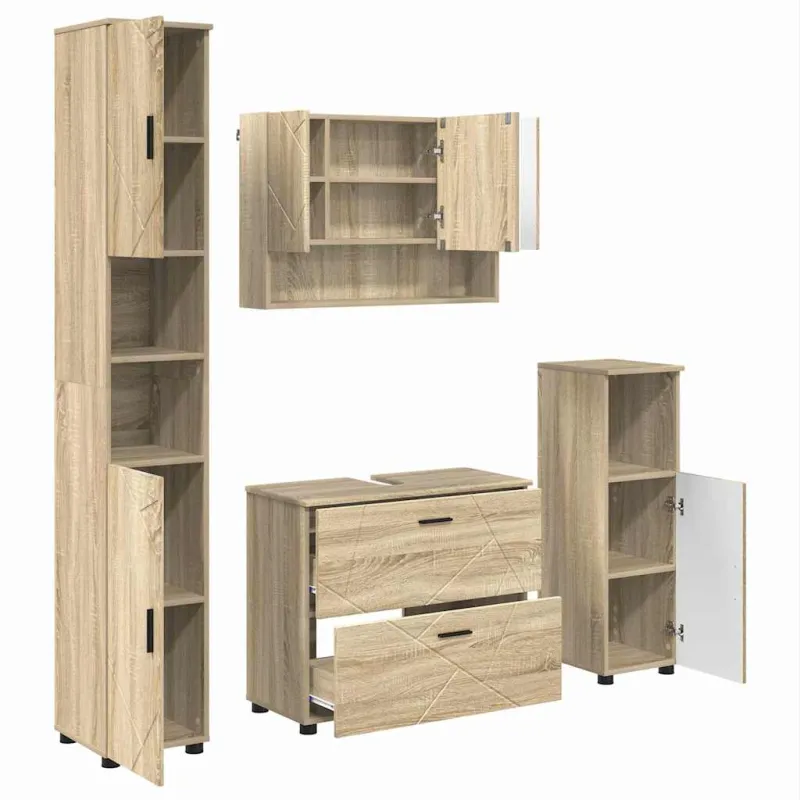Vonios baldų rinkinys su stalčių 4 pcs Sonoma ąžuolas
