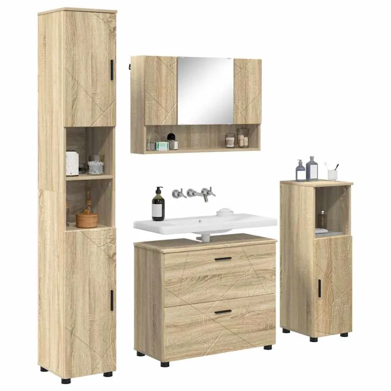 Vonios baldų rinkinys su stalčių 4 pcs Sonoma ąžuolas