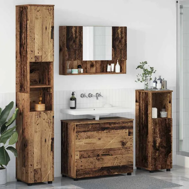 Vonios baldų rinkinys su stalčių 4 pcs Senovinis medis