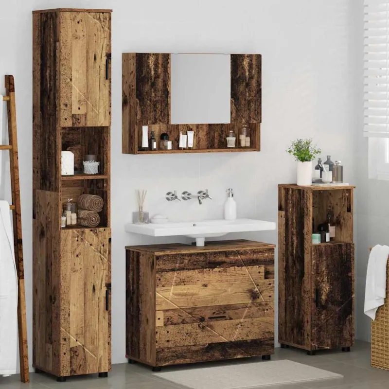 Vonios baldų rinkinys su stalčių 4 pcs Senovinis medis