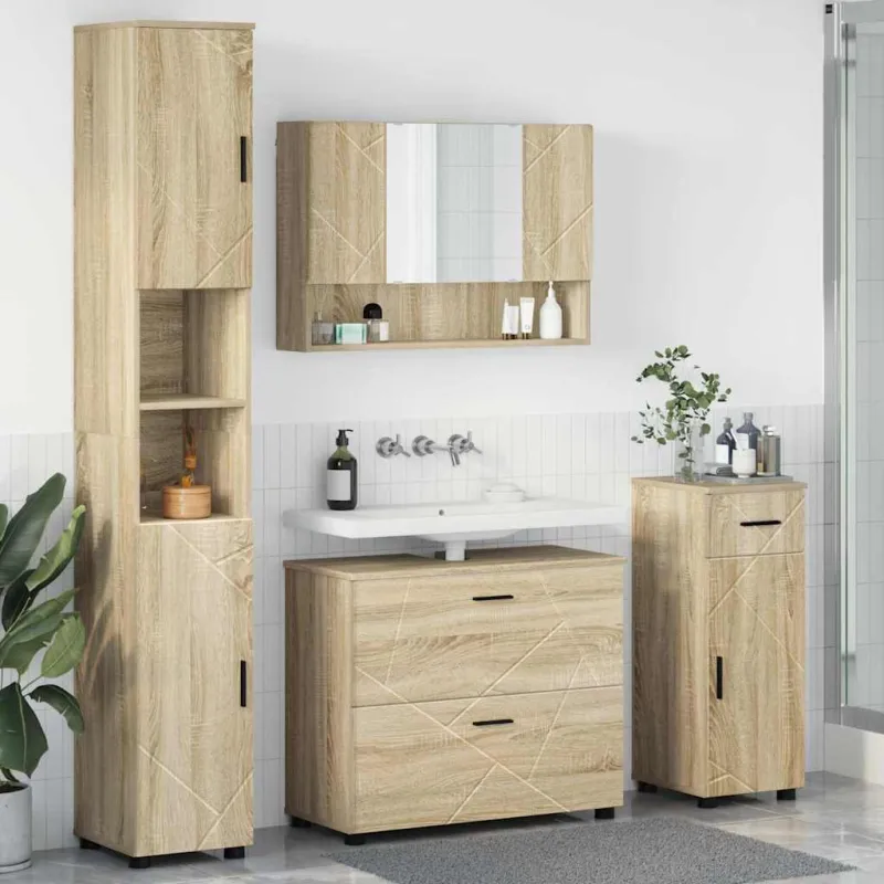 Vonios baldų rinkinys su stalčių 4 pcs Sonoma ąžuolas