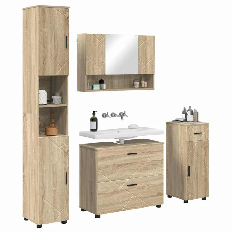 Vonios baldų rinkinys su stalčių 4 pcs Sonoma ąžuolas